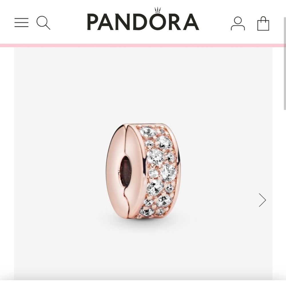 Pandora Rose Gold and CZ Clear Pavé Charm Spacers